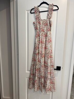 Floral Pink Tiered Maxi Dress with Ruffle Straps